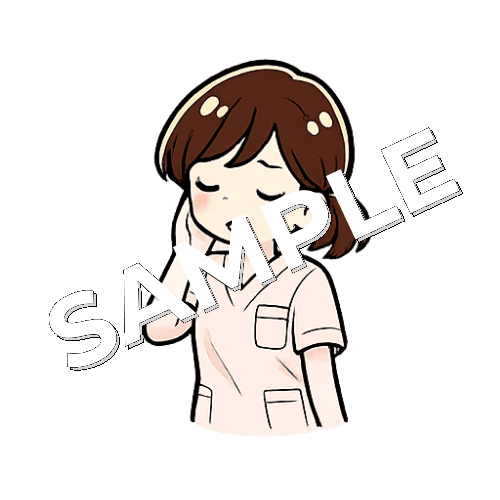 顔を掻く女性看護師のイラスト
