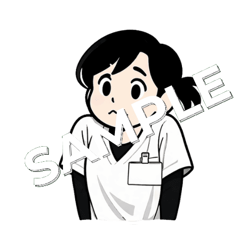 肩をすくめる女性あん摩マッサージ指圧師のイラスト