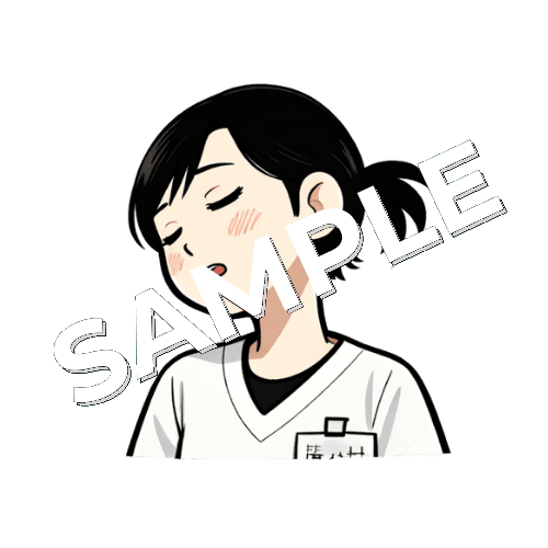 首をゆっくり回す女性あん摩マッサージ指圧師のイラスト