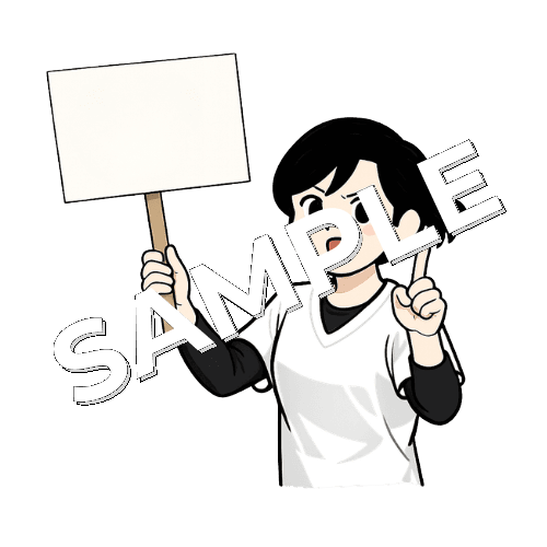 プラカードを持った注意を促す表情の女性あん摩マッサージ指圧師のイラスト