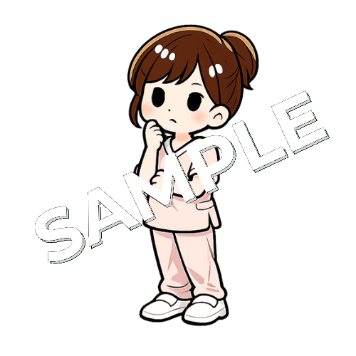考え事をする女性看護師のイラスト