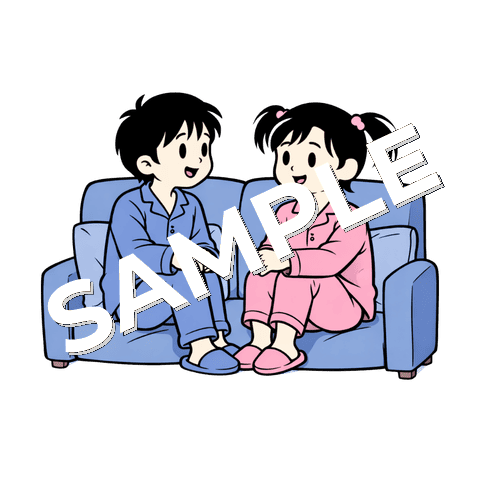 患者2人が話す（子供男女）イラスト