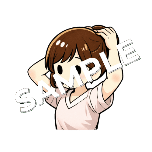 ゴムをくわえながら髪をまとめている女性看護師のイラスト