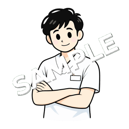 腕を組む男性言語聴覚士のイラスト