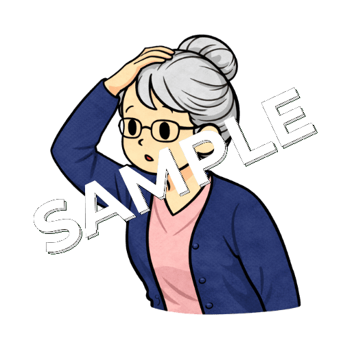 髪をかきあげるベテラン女性看護師のイラスト