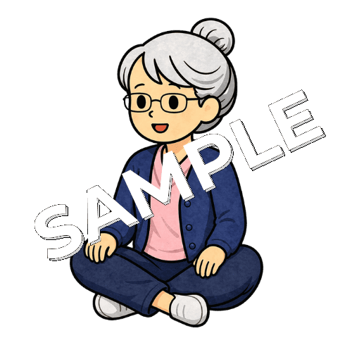 あぐらをかくベテラン女性看護師のイラスト