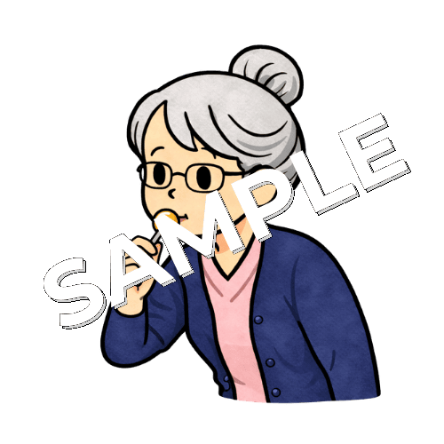 飴をなめるベテラン女性看護師のイラスト