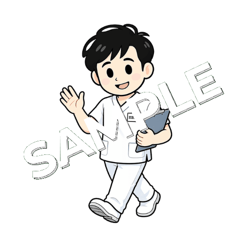 患者を迎えに行く男性言語聴覚士のイラスト