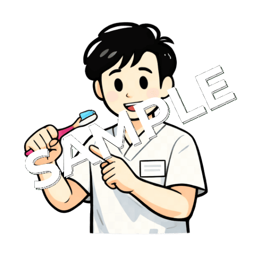 歯ブラシを持つ男性言語聴覚士のイラスト
