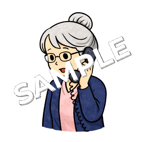 電話するベテラン女性看護師のイラスト