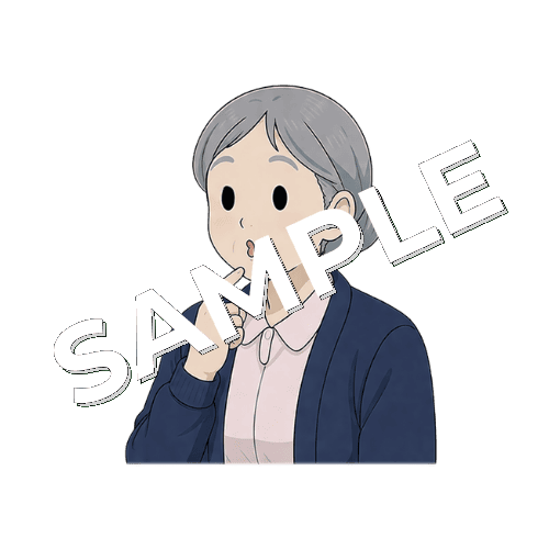 うの口の形をするベテラン女性看護師のイラスト