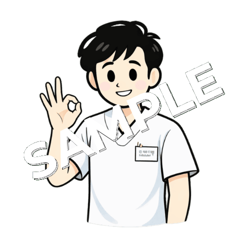 指でOKポーズをする男性言語聴覚士のイラスト