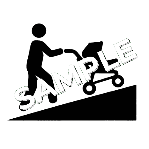 ベビーカーでスロープを上がるピクトグラム