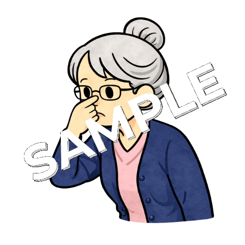 鼻をつまむベテラン女性看護師のイラスト