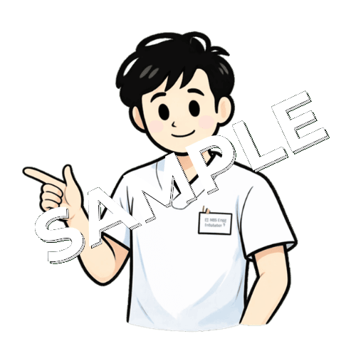 人差し指で指し示す男性言語聴覚士のイラスト