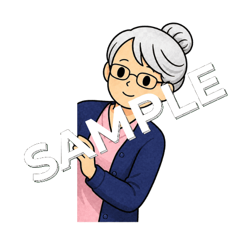 のぞき見ポーズをするベテラン女性看護師のイラスト