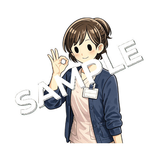 OKポーズのベテラン女性看護師のイラスト
