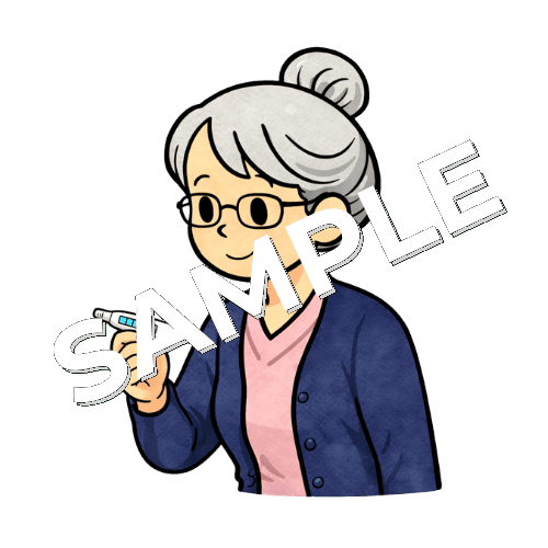 体温計を持ったベテラン女性看護師のイラスト