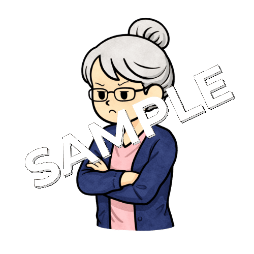 拗ねるベテラン女性看護師のイラスト