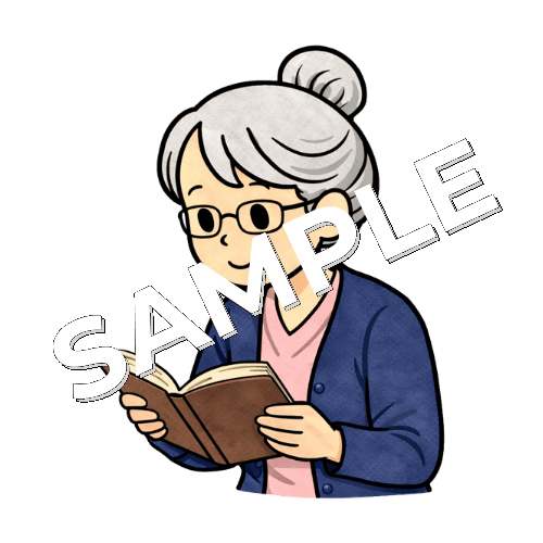 本を読むベテラン女性看護師のイラスト