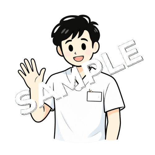 返事をする男性言語聴覚士のイラスト