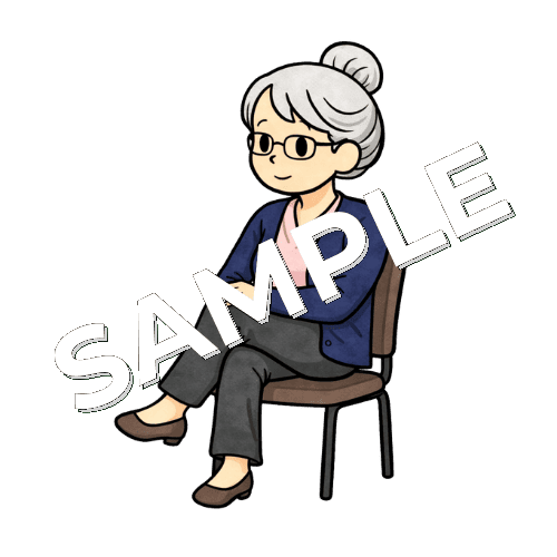 椅子に座って足を組むベテラン女性看護師のイラスト