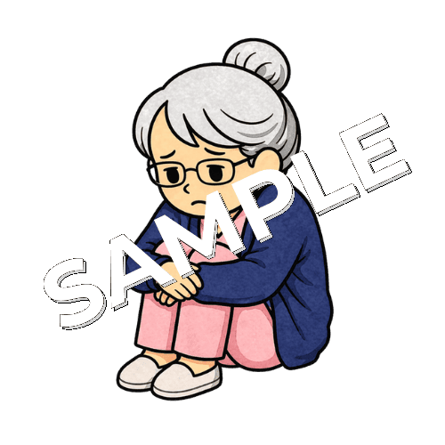 いじけるベテラン女性看護師のイラスト
