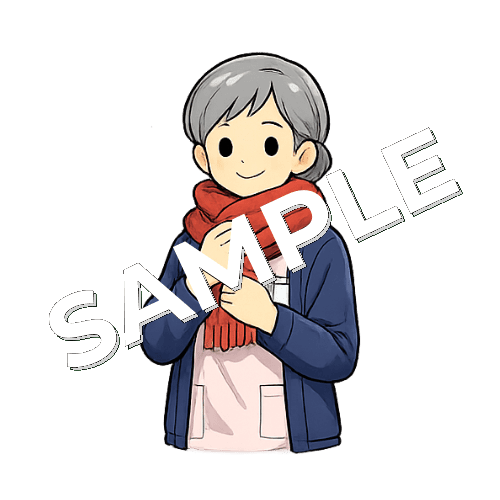 マフラーを巻いているベテラン女性看護師のイラスト