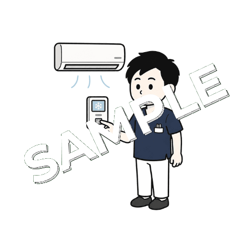 エアコンのスイッチを押す男性鍼灸師のイラスト