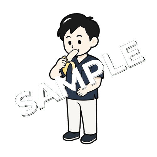 バナナを食べる男性鍼灸師のイラスト
