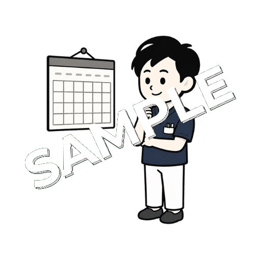 カレンダーを見る男性鍼灸師のイラスト