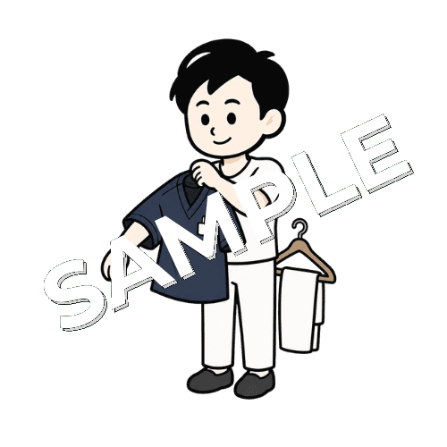 着替える男性鍼灸師のイラスト