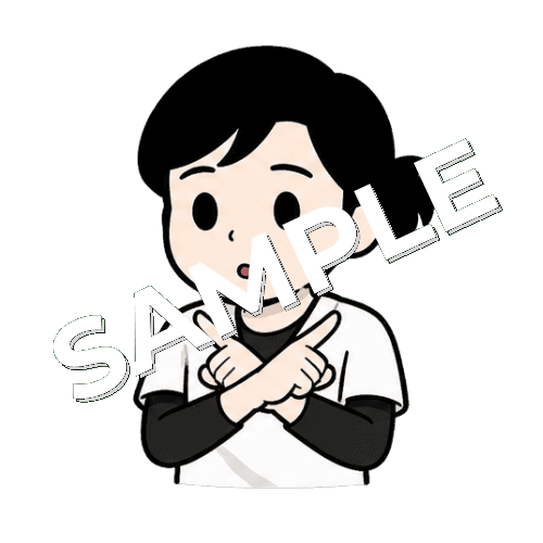 指で×ポーズをする女性あん摩マッサージ指圧師のイラスト