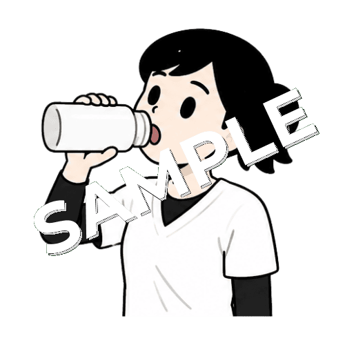 水筒の水を飲む女性あん摩マッサージ指圧師のイラスト