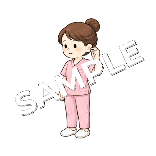 耳たぶを引っ張る女性看護師のイラスト