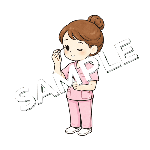 まつげ美容液を塗る女性看護師のイラスト