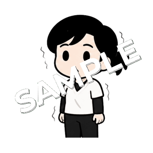 一瞬フリーズしている女性あん摩マッサージ指圧師のイラスト