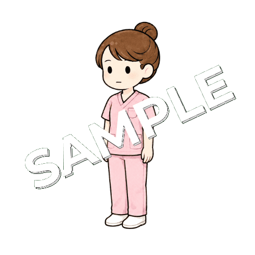 無表情で固まる女性看護師のイラスト