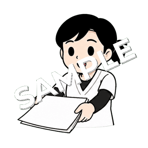 資料を渡す女性あん摩マッサージ指圧師のイラスト