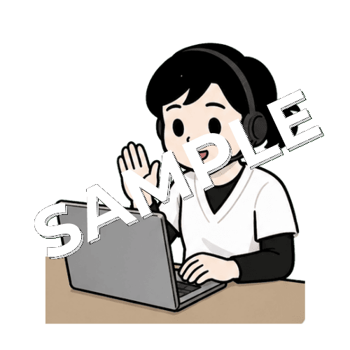 オンライン面接する女性あん摩マッサージ指圧師のイラスト