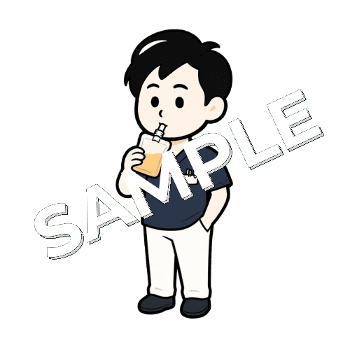 ゼリーを飲む男性鍼灸師のイラスト