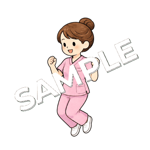 軽くその場ジャンプする女性看護師のイラスト