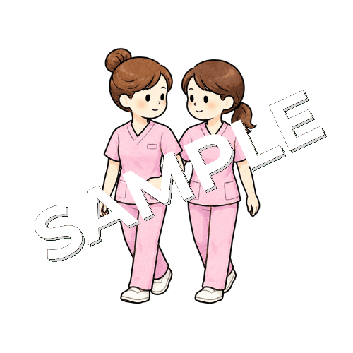 2人で腕を組む女性看護師のイラスト