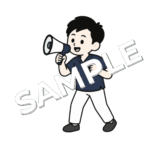 拡声器を使う男性鍼灸師のイラスト