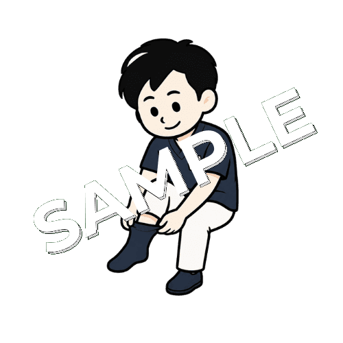 靴下を履く男性鍼灸師のイラスト