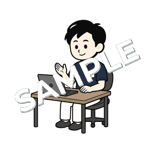オンライン面接する男性鍼灸師のイラスト