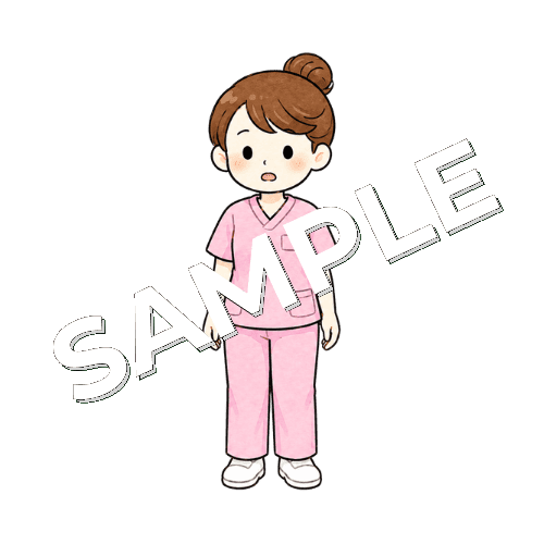 口を半開きにする女性看護師のイラスト