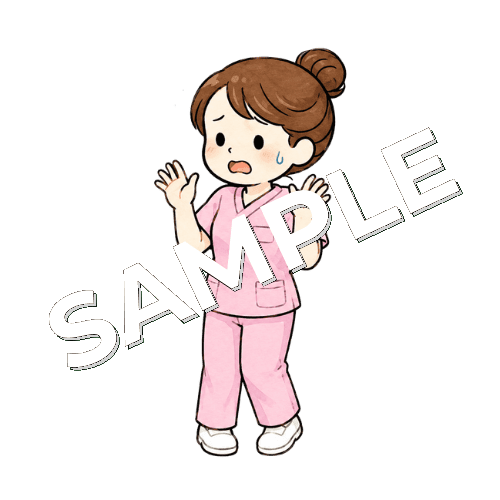 軽くパニックになる女性看護師のイラスト