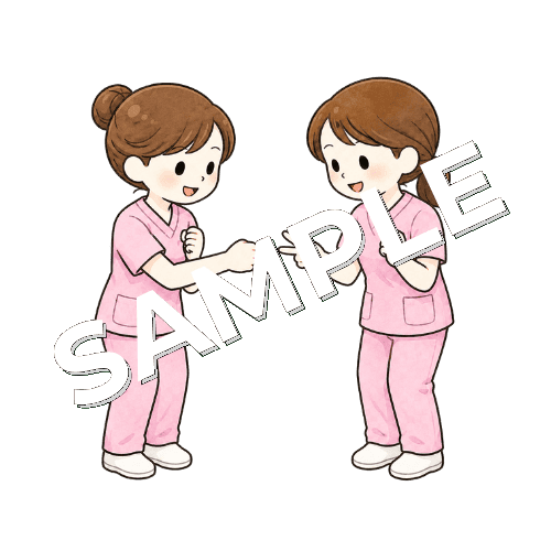 じゃんけんする2人の女性看護師のイラスト