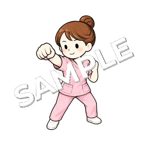 パンチポーズの女性看護師のイラスト